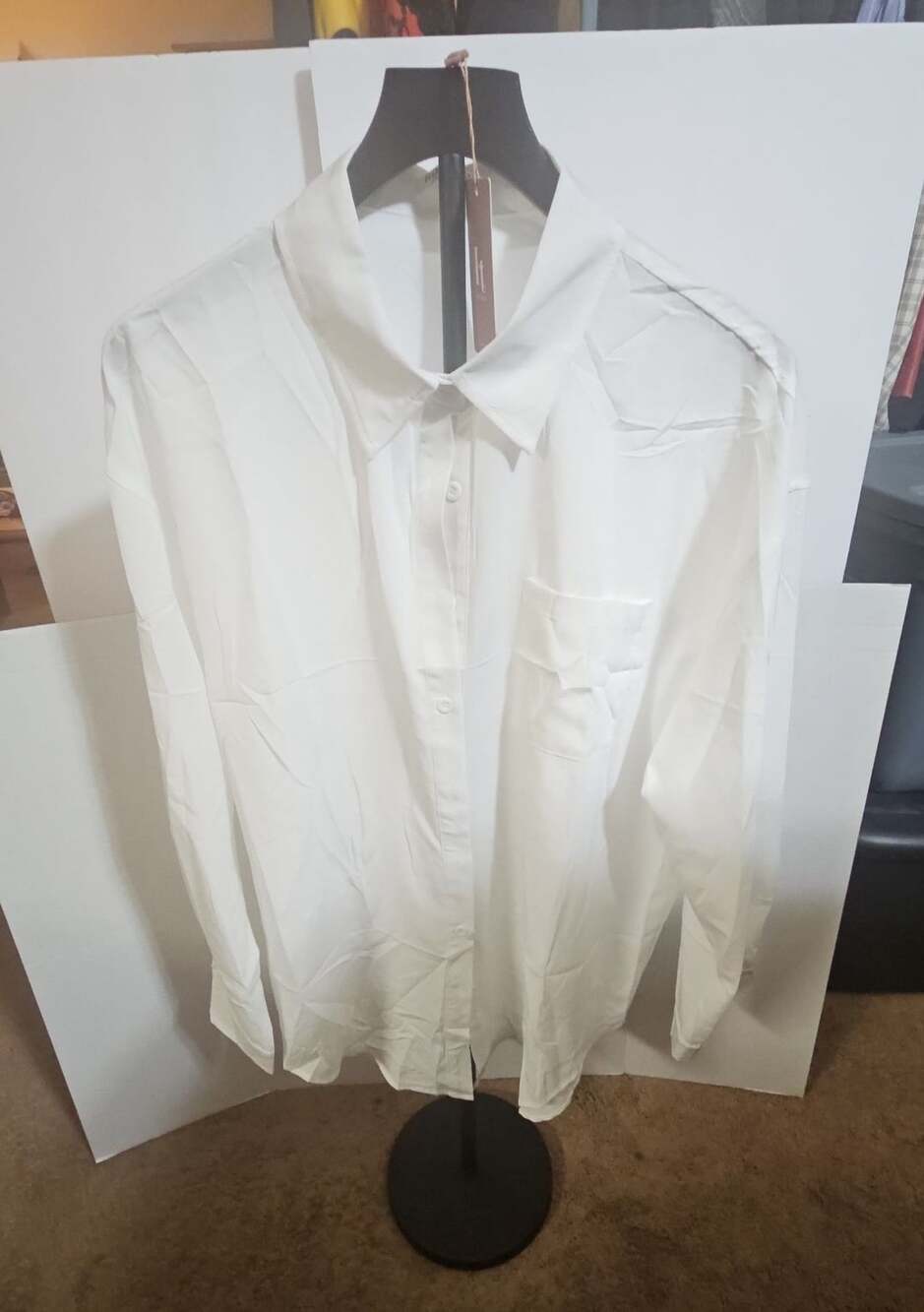 Hotouch Long Sleeve Button-Down Shirt Size XL White